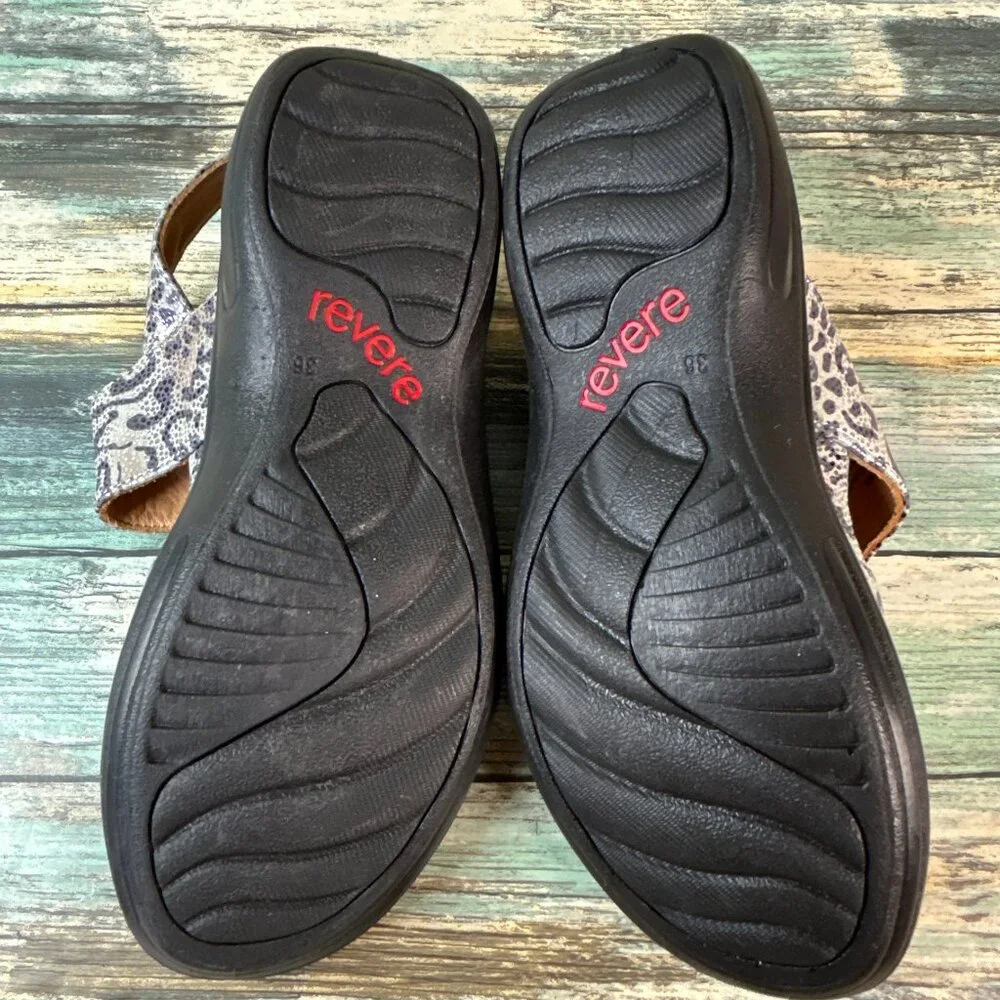 Revere Slingback Comfort Sandal 5M Silver Leather Open Toe Arch Support Walking